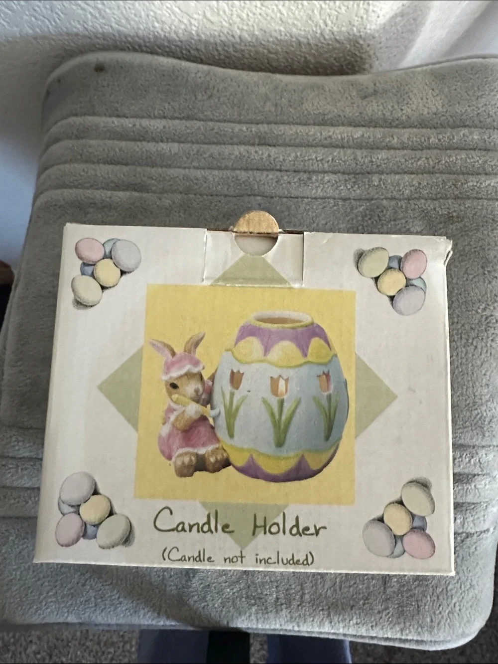 Pastel Easter Bunny Ceramic Candle Holder - Unbranded